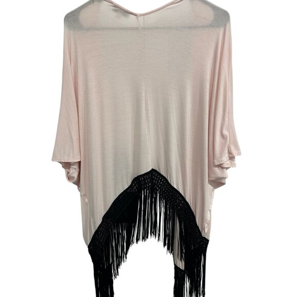 Joseph A. Rayon Blend Open Front Cardigan Fringe Hem Size L Bohemian Cover-up - Picture 2 of 10